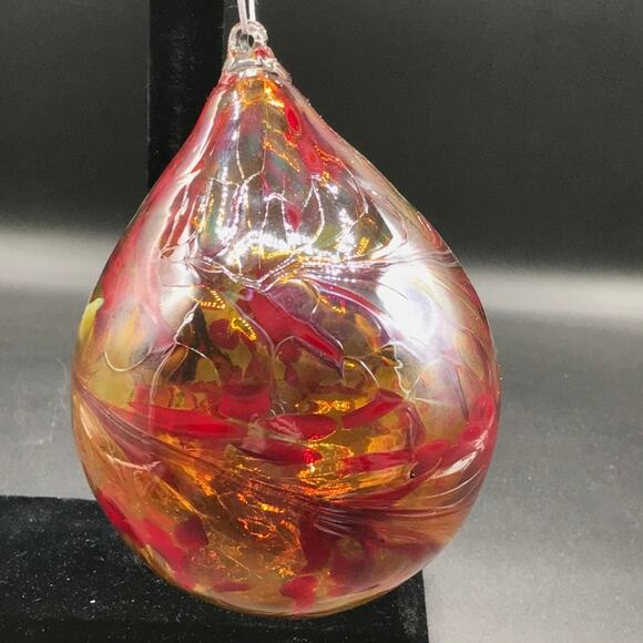 Hand Blown Glass Tear Drop Large Christmas Ornament Outdoor Orb 5" Diameter - Picture 2 of 6